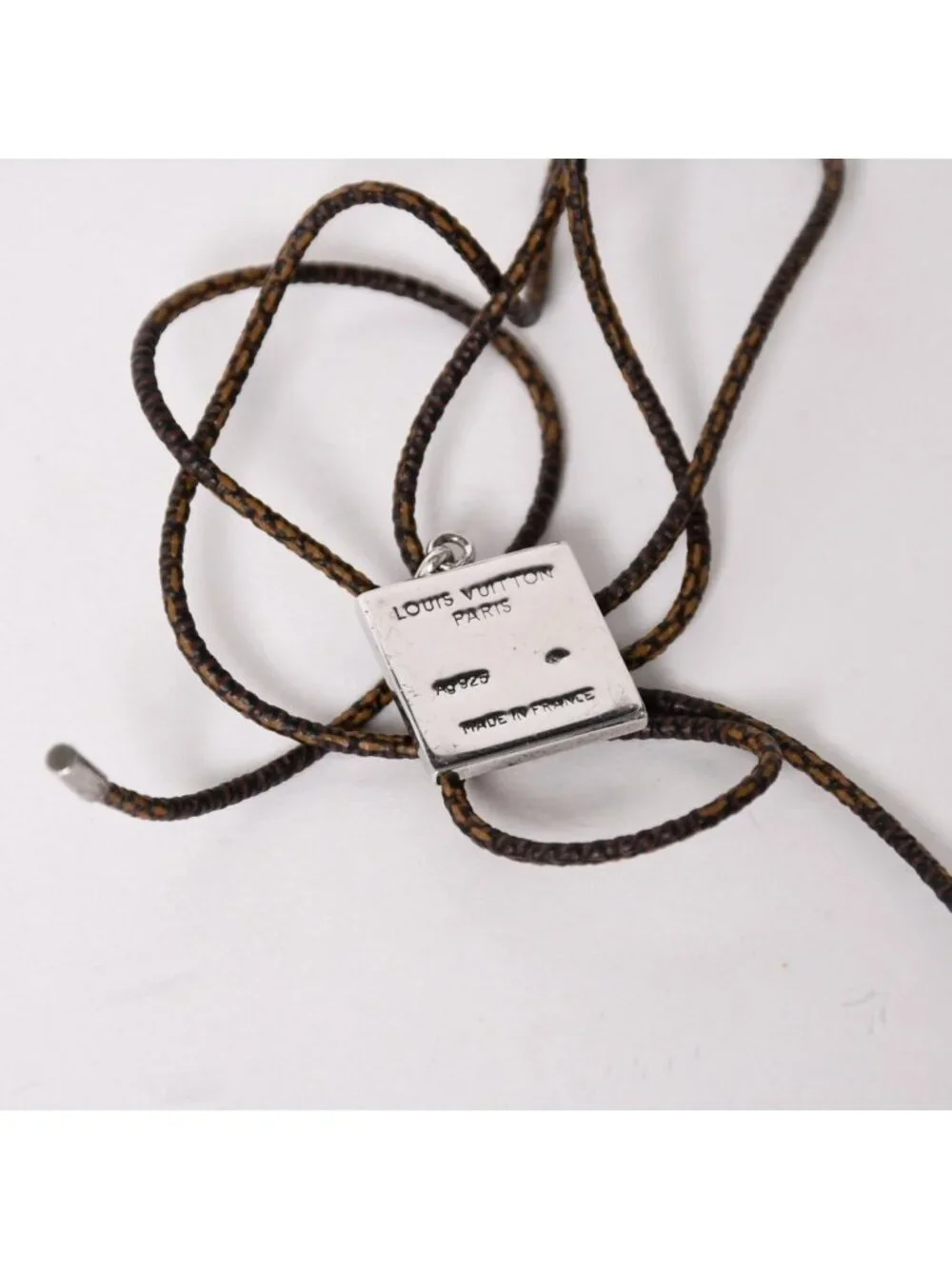 Louis Vuitton Pendentif Damier 925 Sterling Silver Necklace Brown Yellow